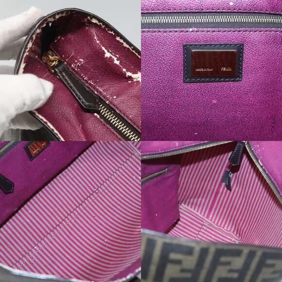 FENDI Zucca Canvas Tote Bag Pvc Black Brown - Picture 11 of 12